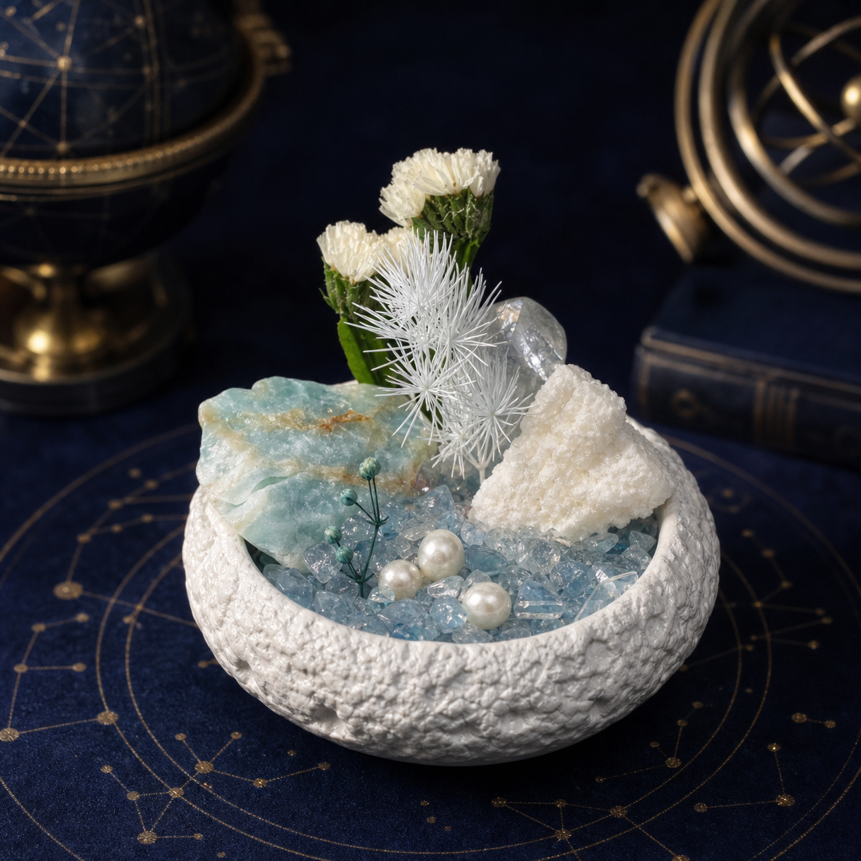 Blue Zodiac Crystal Planter