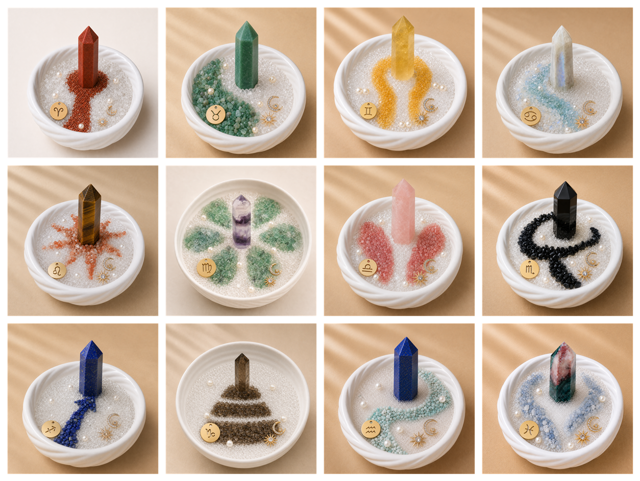 All 12 DIY zodiac crystal desk garden kit styles
